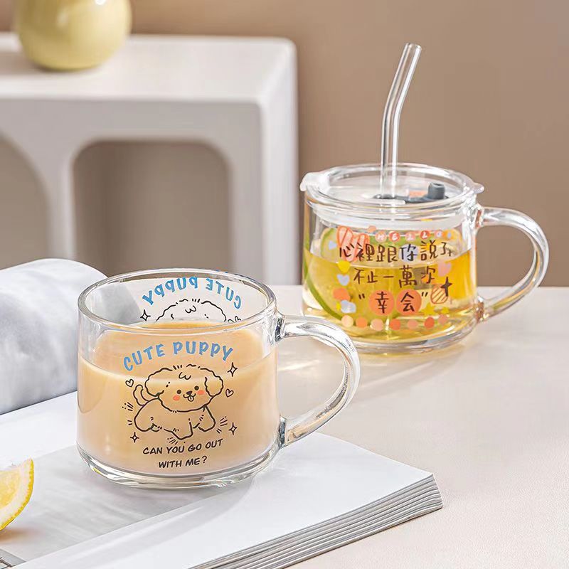 Ins Glass Straw Count Milk Cuple Cup
